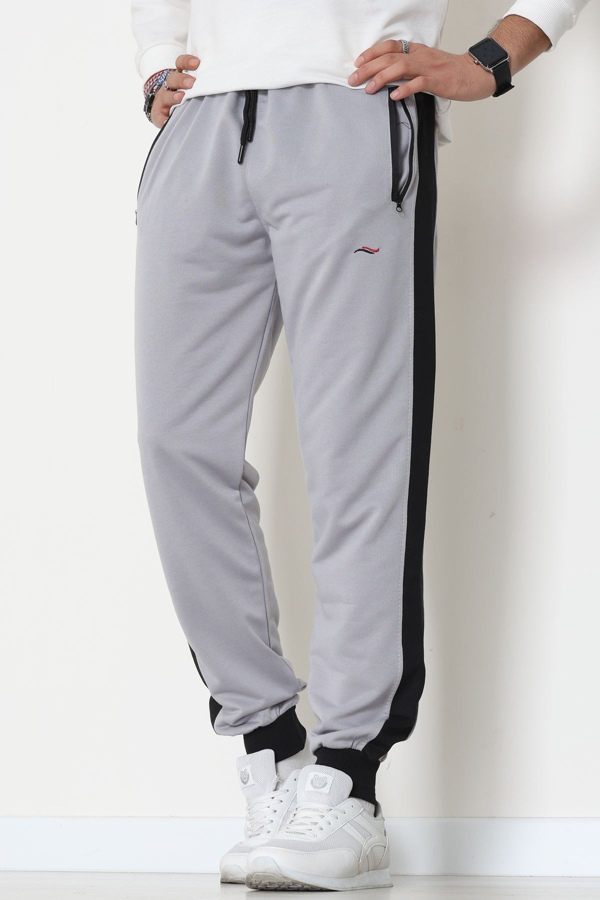 Şeritli Worteks Erkek Eşofman Altı Gri - 42151.1937.