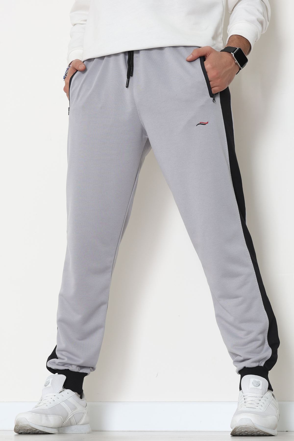 Şeritli Worteks Erkek Eşofman Altı Gri - 42151.1937.