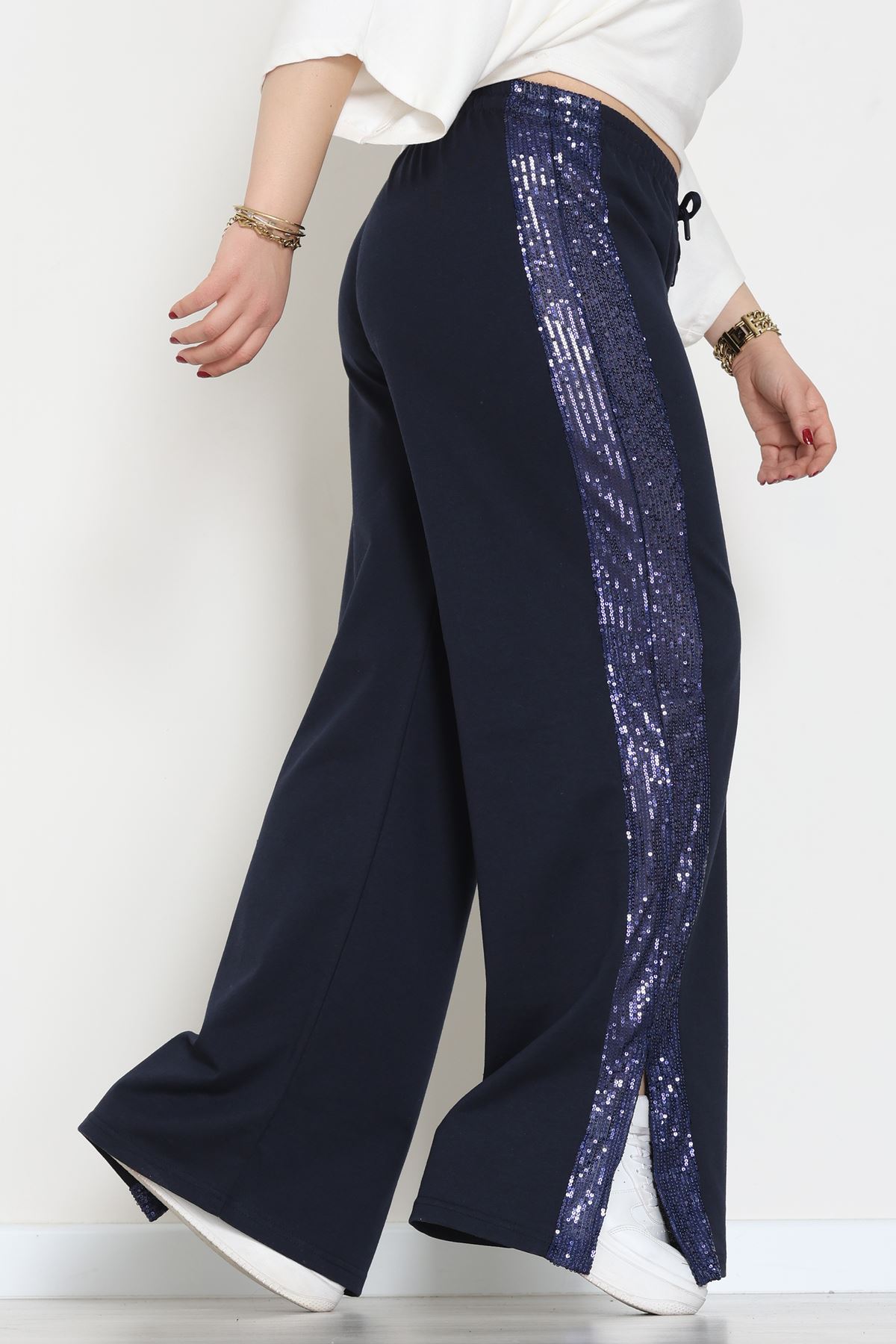 2 İplik Pul Detaylı Eşofman Altı Lacivert - 52111.1857.