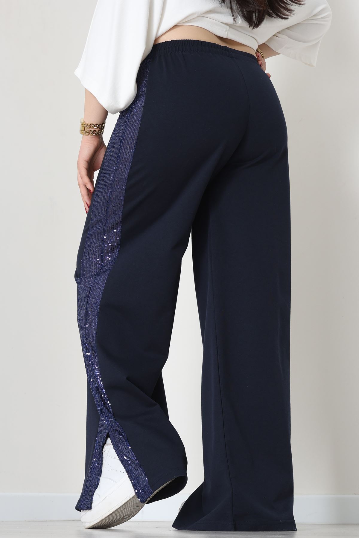 2 İplik Pul Detaylı Eşofman Altı Lacivert - 52111.1857.