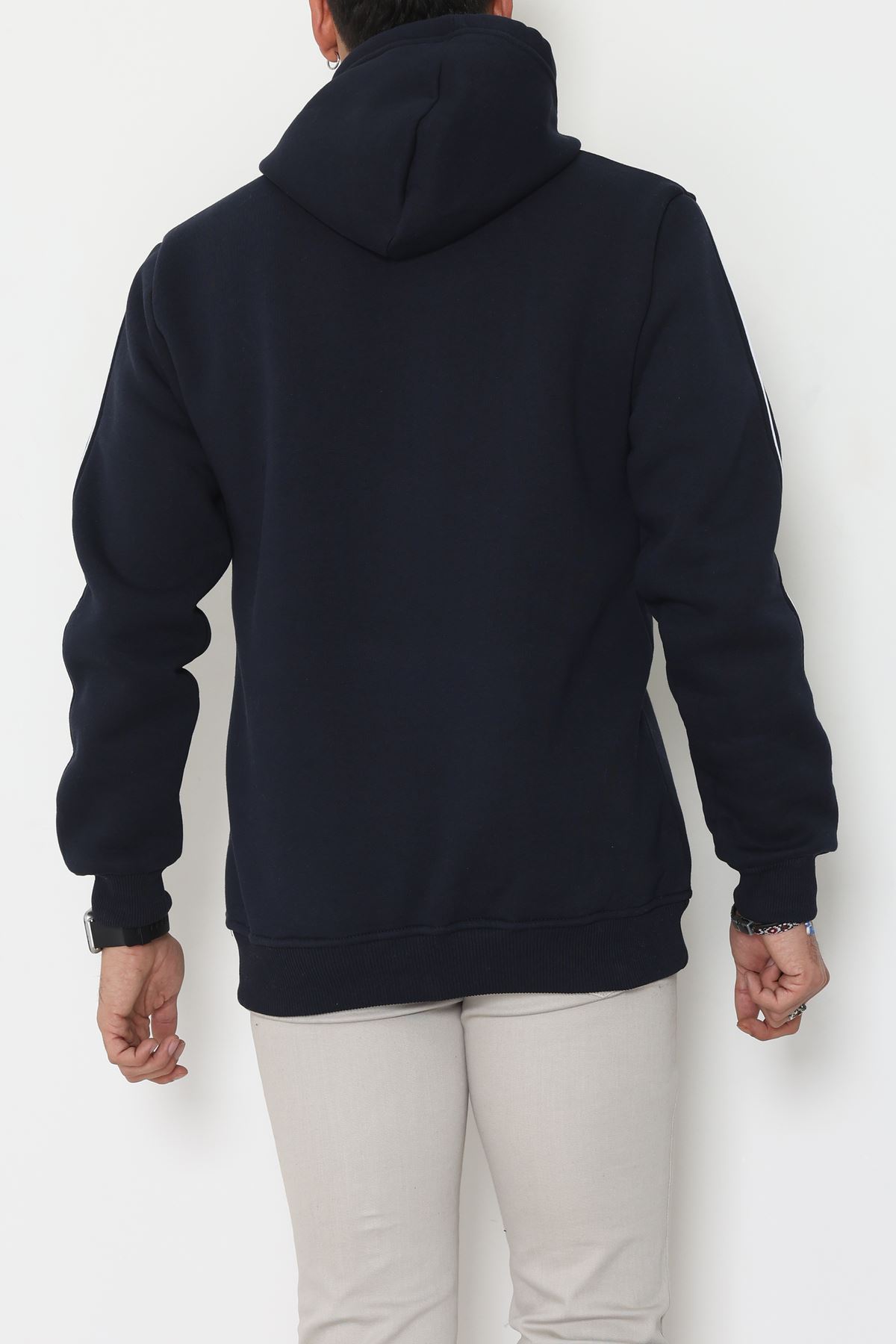 Kapşonlu Biyeli Erkek Sweat Lacivert - 42637.1937.