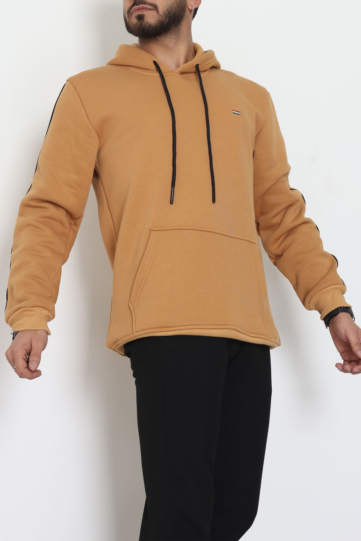 Kapşonlu Biyeli Erkek Sweat Sütlükahve - 42637.1937.