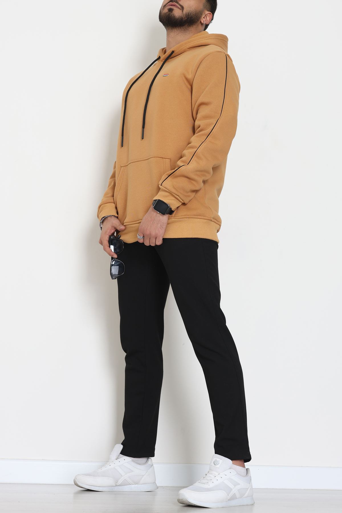 Kapşonlu Biyeli Erkek Sweat Sütlükahve - 42637.1937.