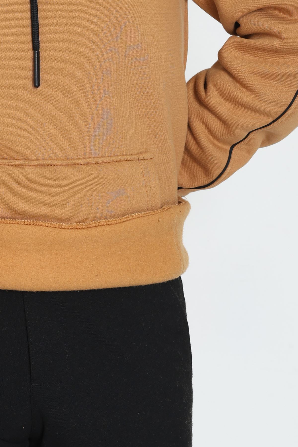 Kapşonlu Biyeli Erkek Sweat Sütlükahve - 42637.1937.