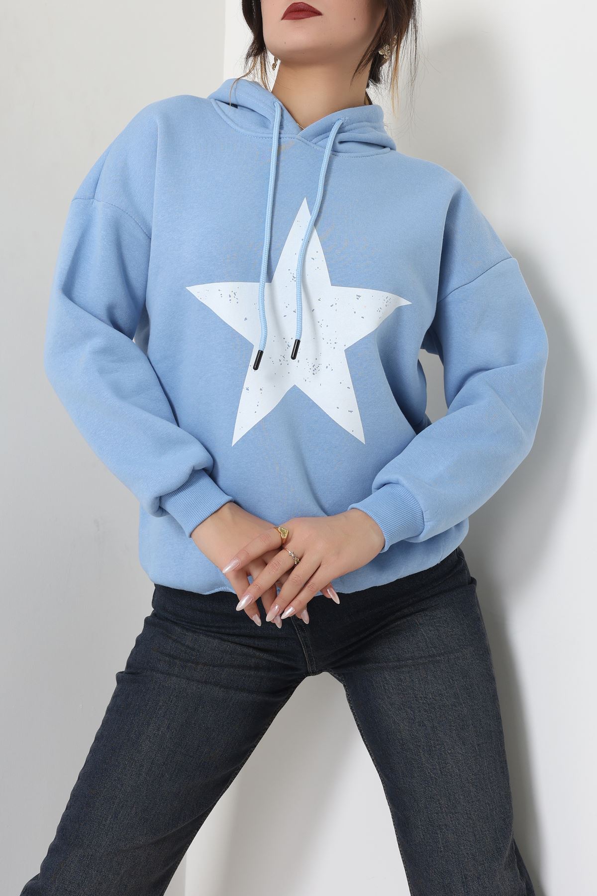 3 İplik Kapşonlu Baskılı Sweat Bebemaviekru - 42225.1878.