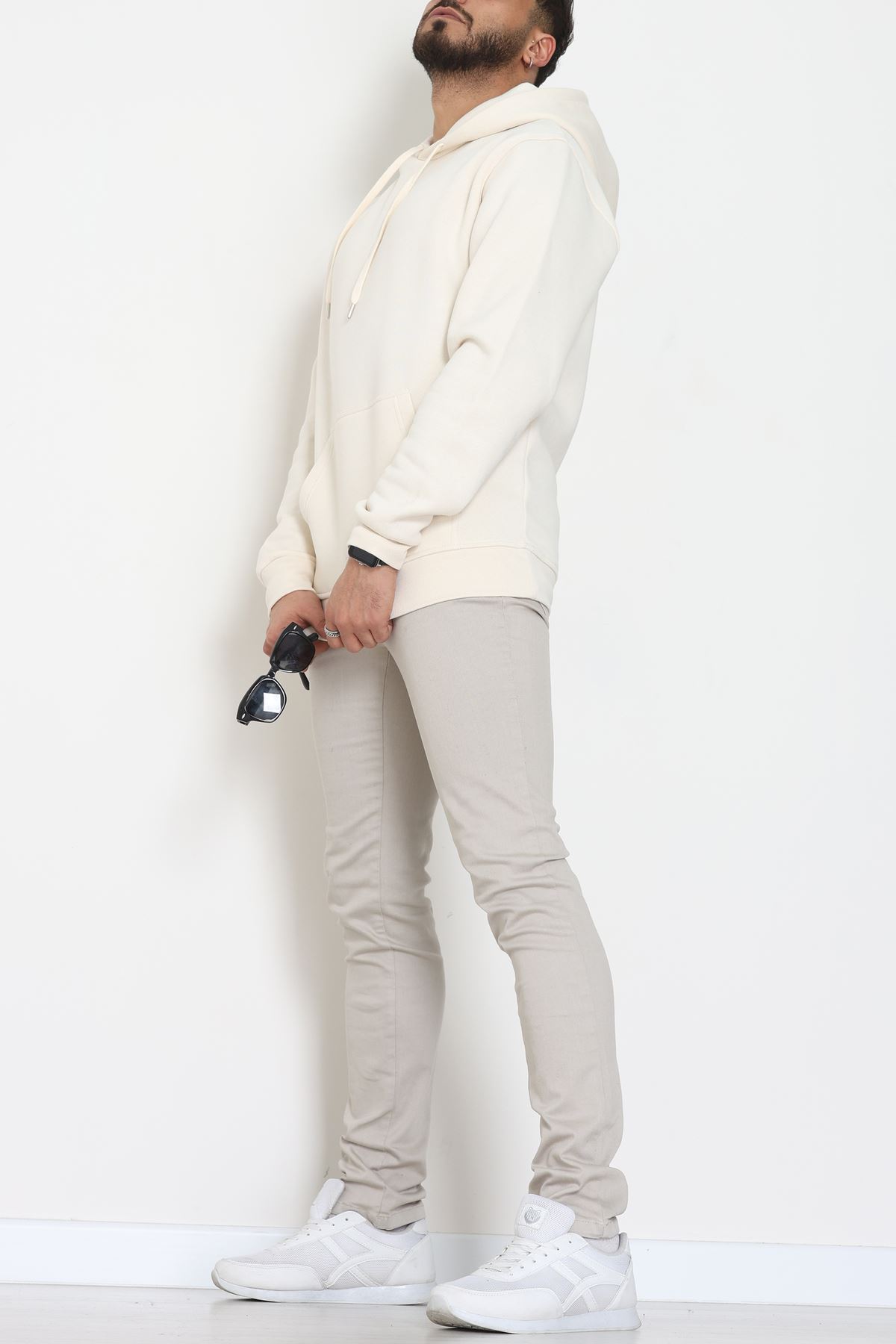 3 İplik Şardonlu Erkek Sweat Krem - 42819.1871.