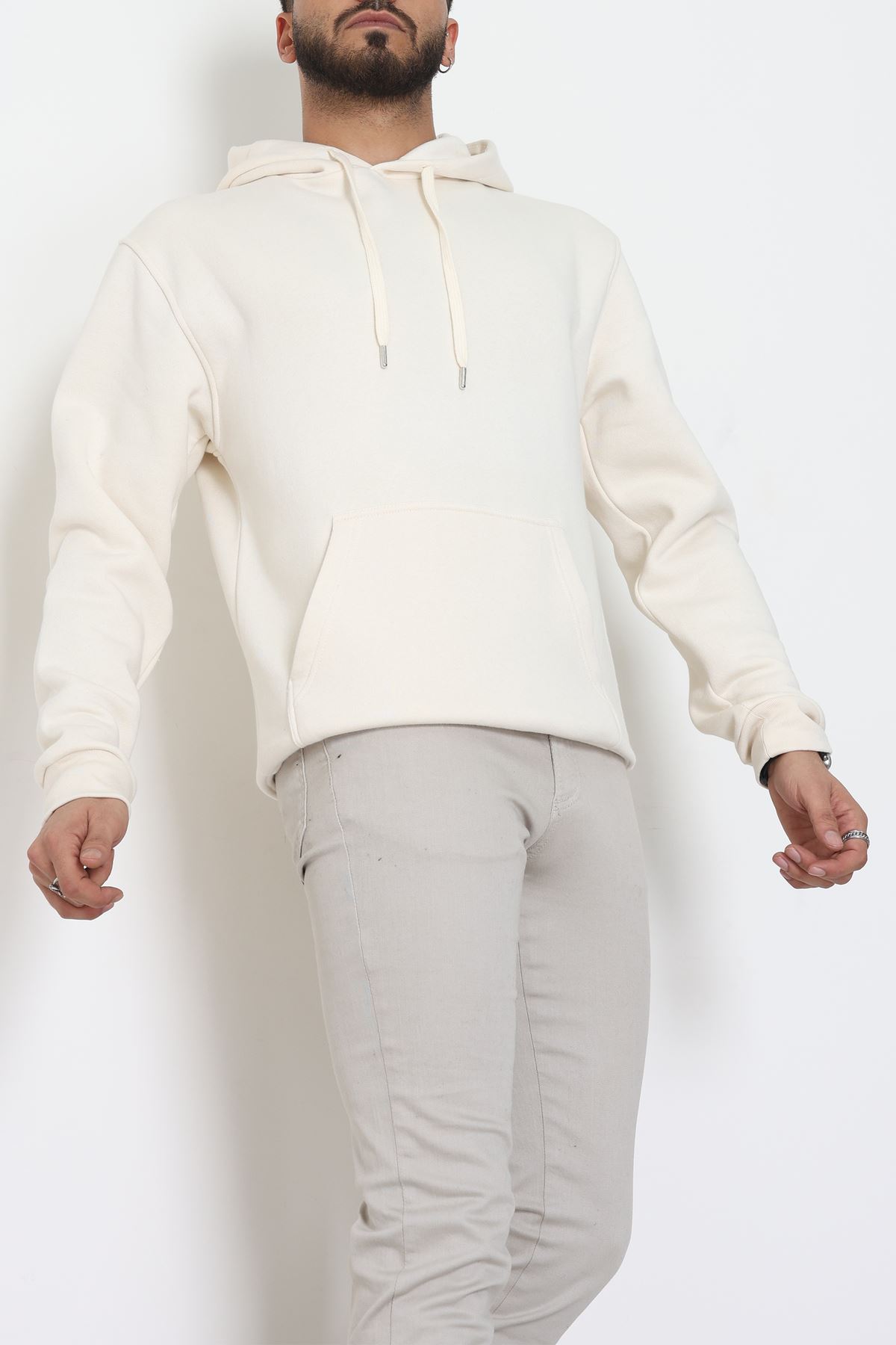 3 İplik Şardonlu Erkek Sweat Krem - 42819.1871.