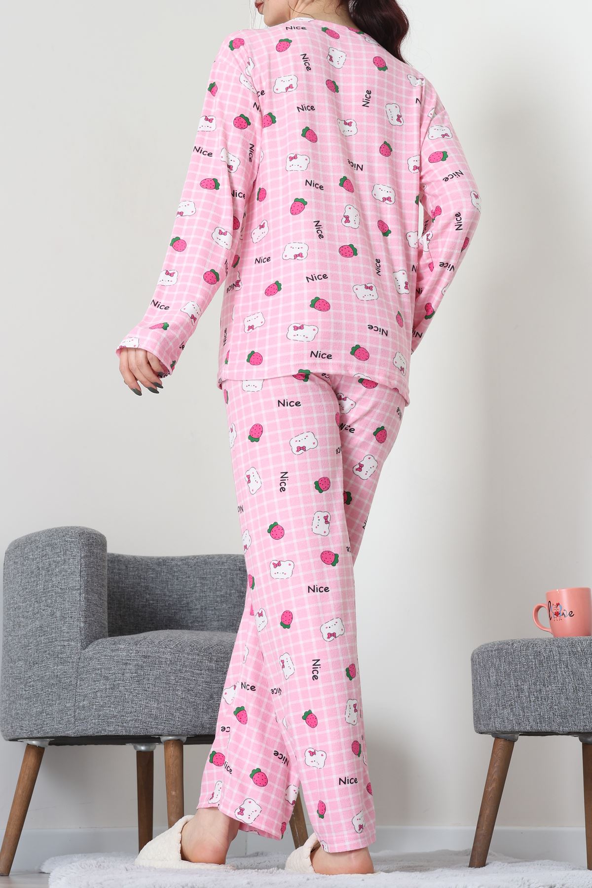 Süet Alt Üst Aynı Pijama Takımı Pembeayı - 118.1287.