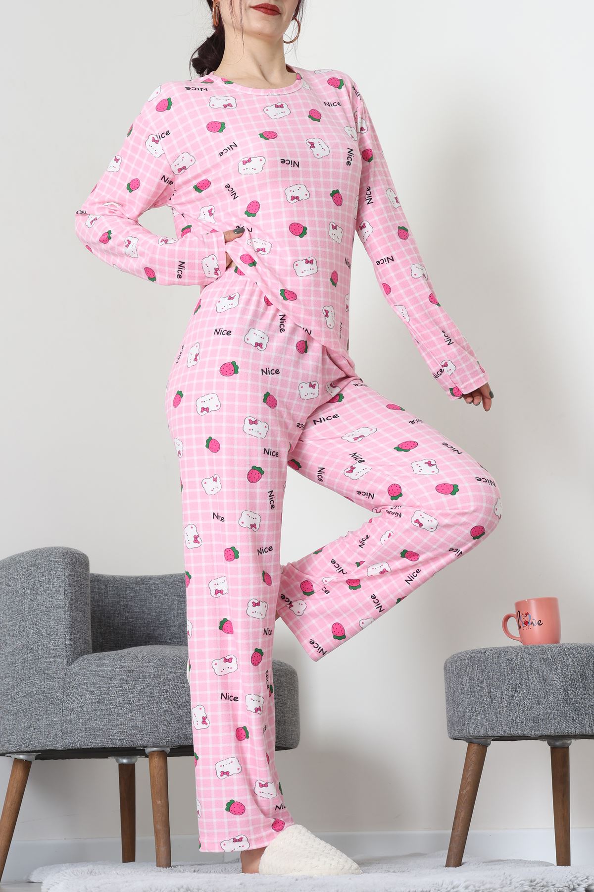 Süet Alt Üst Aynı Pijama Takımı Pembeayı - 118.1287.