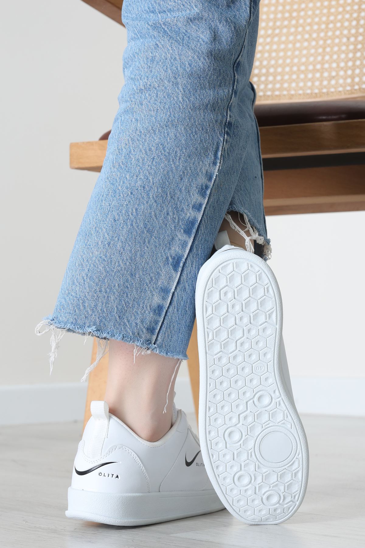 Baskılı Günlük Ayakkabı Beyazsiyah - 30303.264.