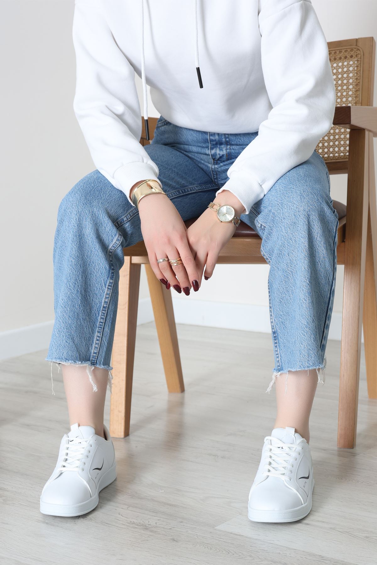 Baskılı Günlük Ayakkabı Beyazsiyah - 30303.264.