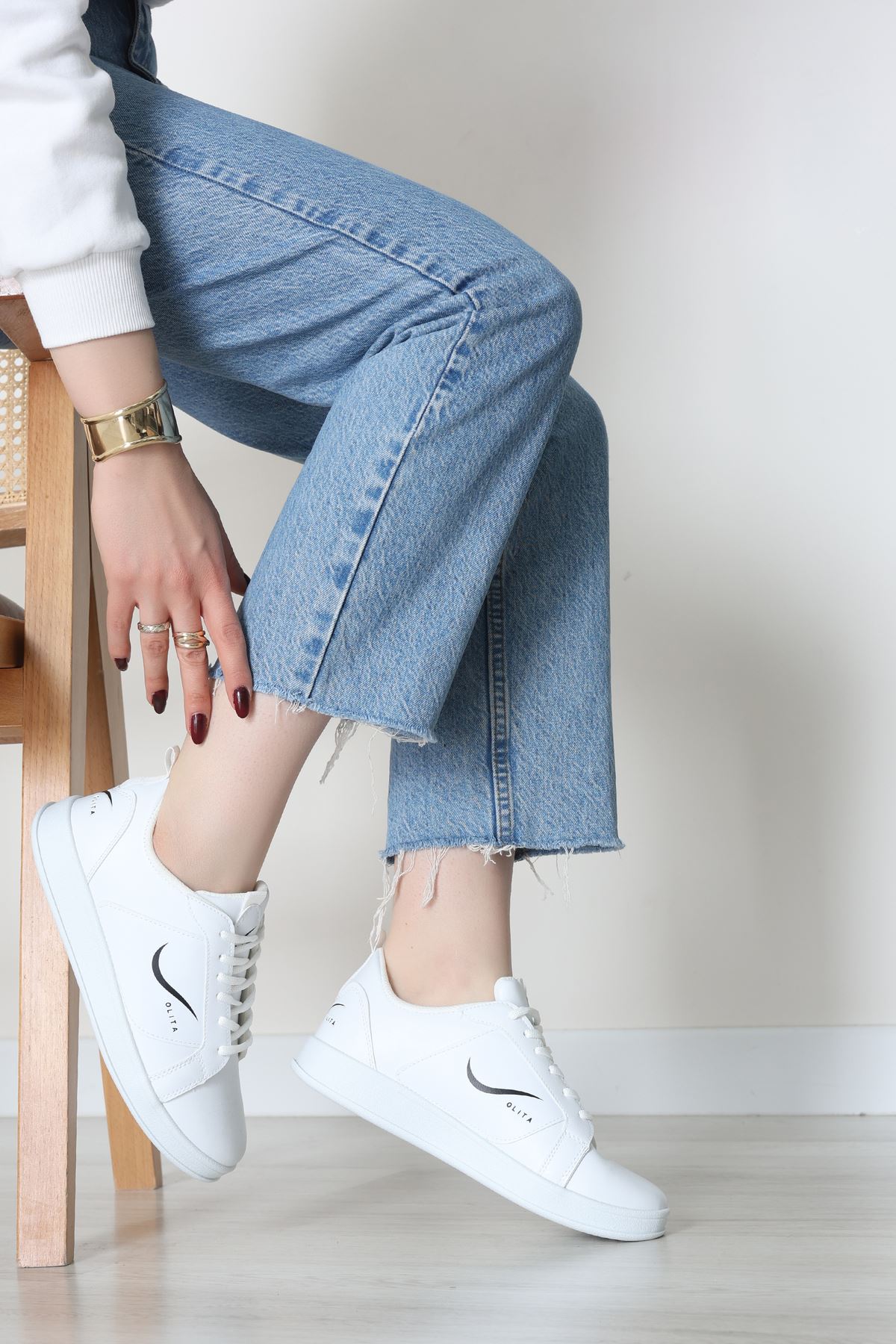 Baskılı Günlük Ayakkabı Beyazsiyah - 30303.264.