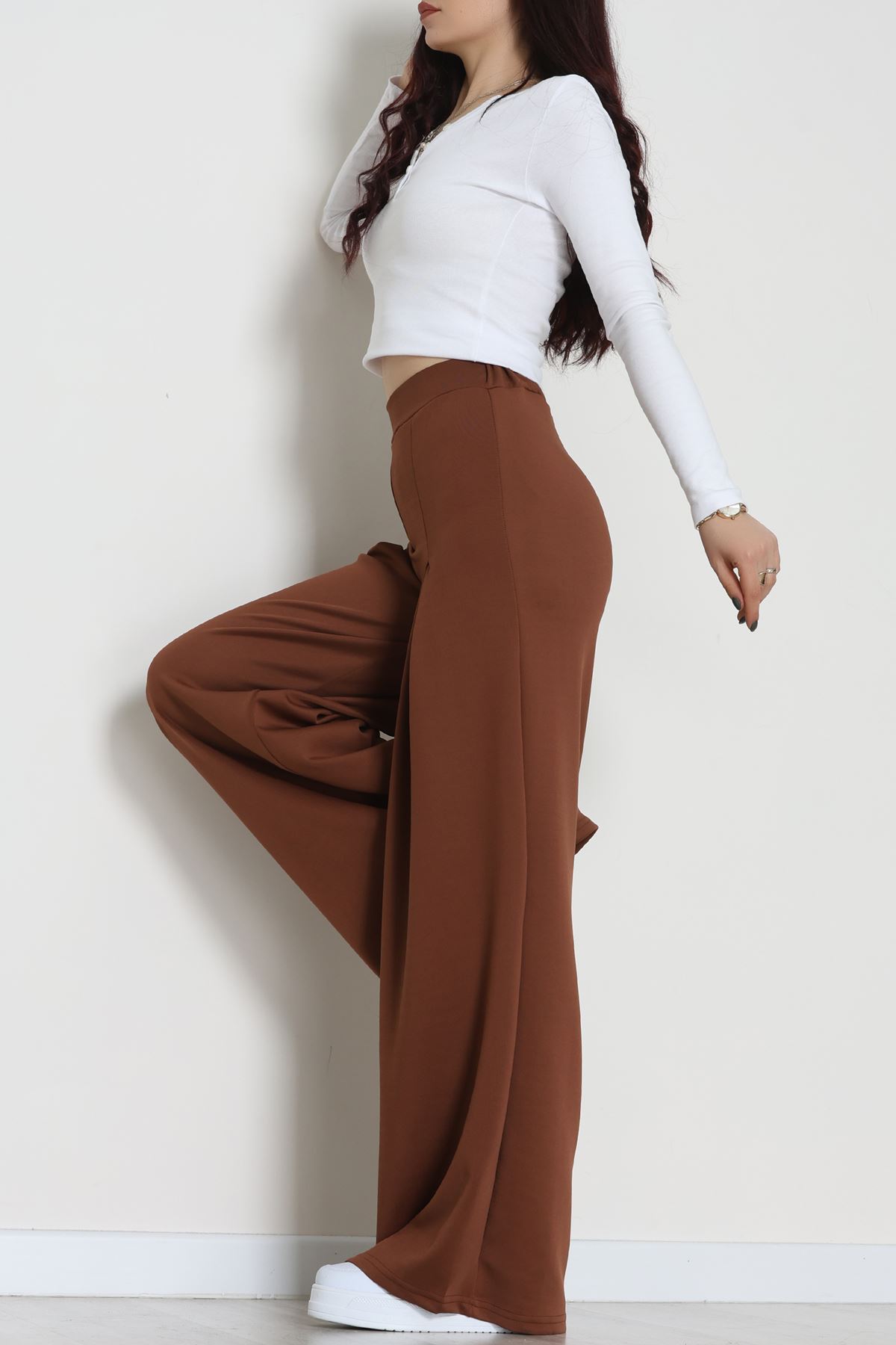 Puf Scuba Kumaş Önden Pileli Pantolon Acıkahve - 42784.1567.