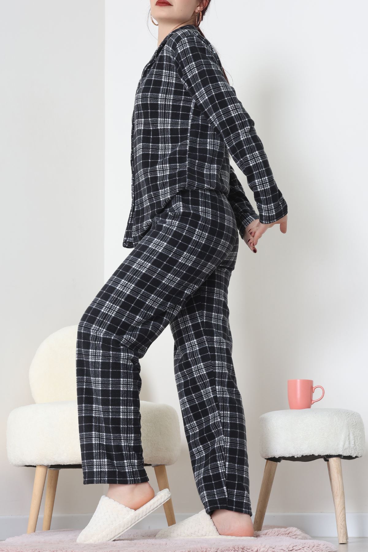 Önü Düğmeli Polar Takım Ekose - 451.1287.