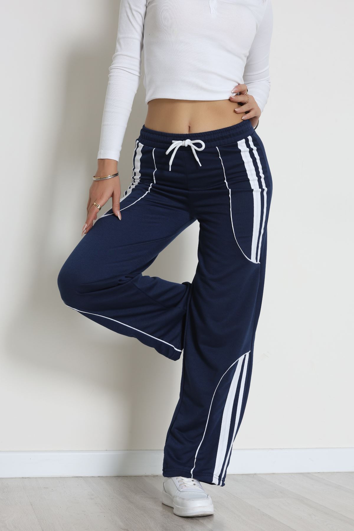 Şeritli 2 İplik Eşofman Altı Lacivert - 52172.1005.