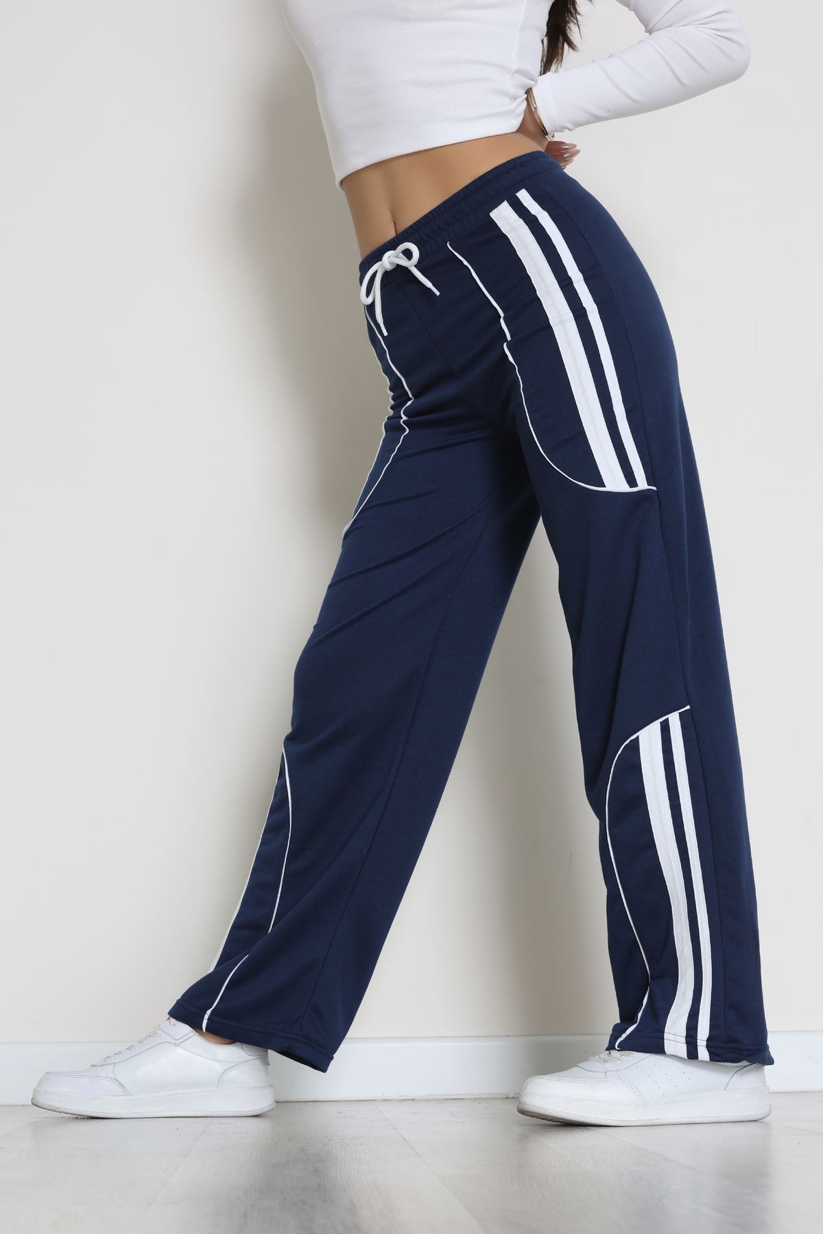 Şeritli 2 İplik Eşofman Altı Lacivert - 52172.1005.