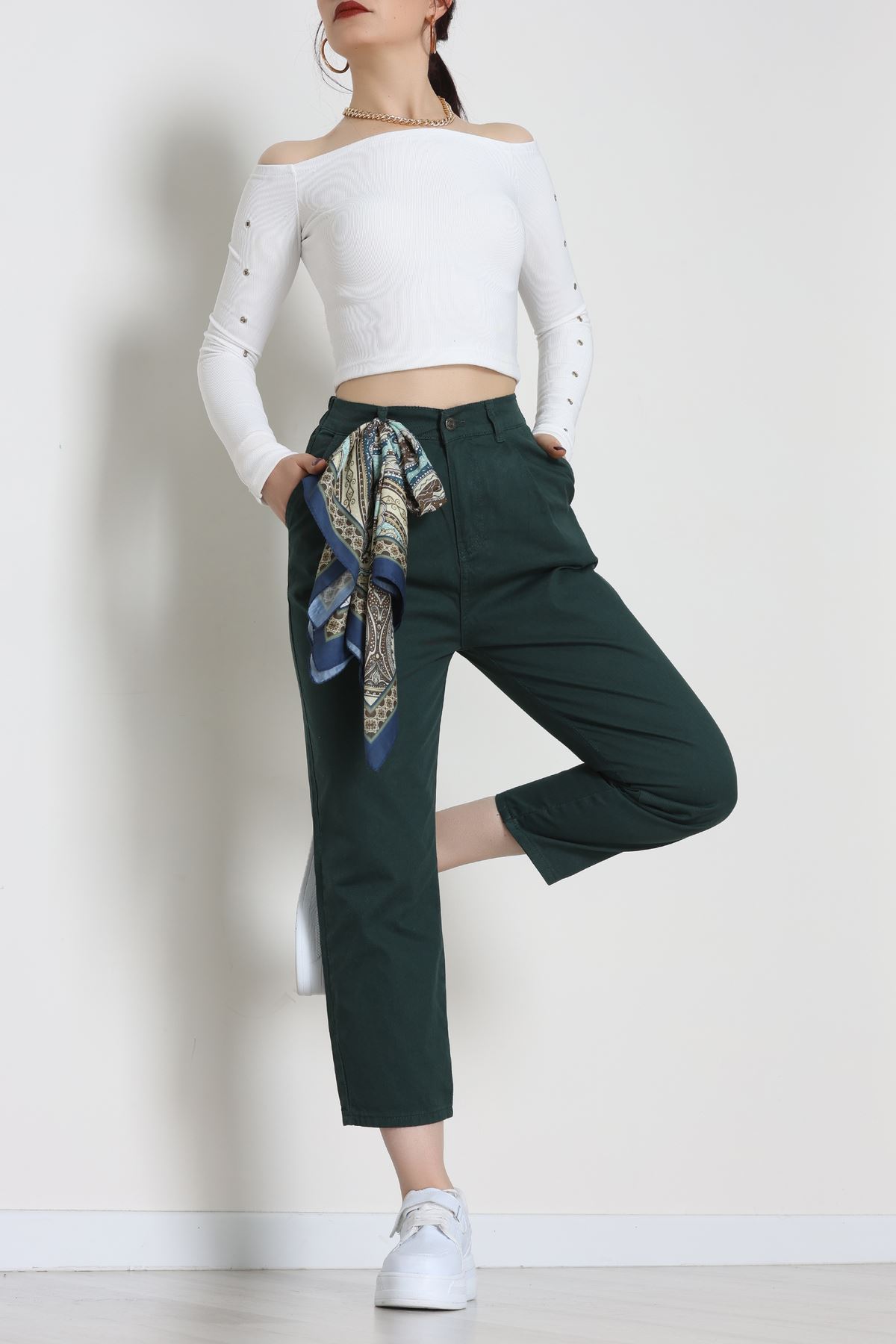 Gabardin Mom Pantolon Zümrüt - 42707.2121.