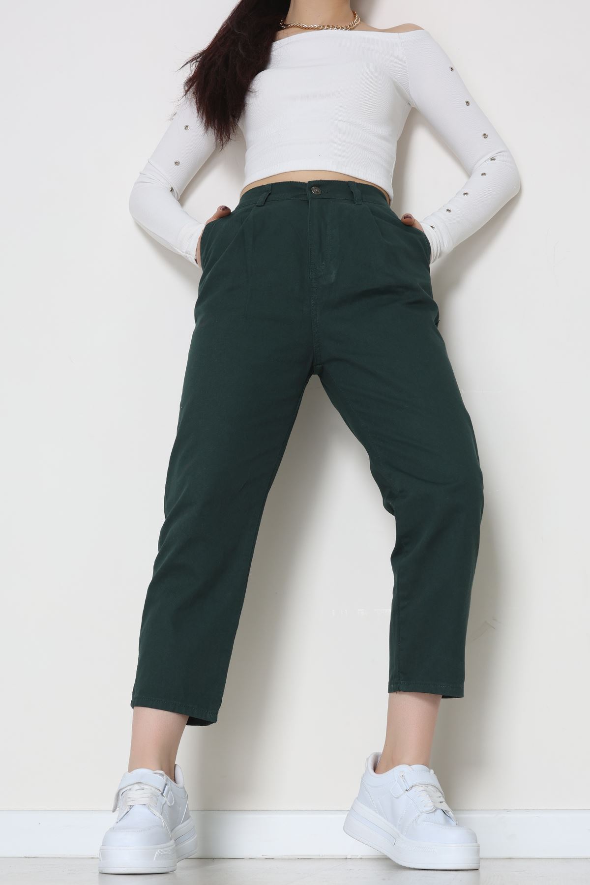 Gabardin Mom Pantolon Zümrüt - 42707.2121.