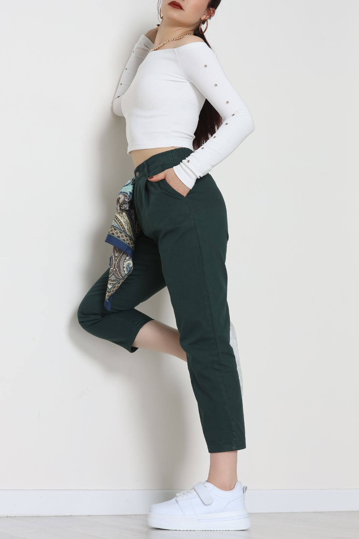 Gabardin Mom Pantolon Zümrüt - 42707.2121.