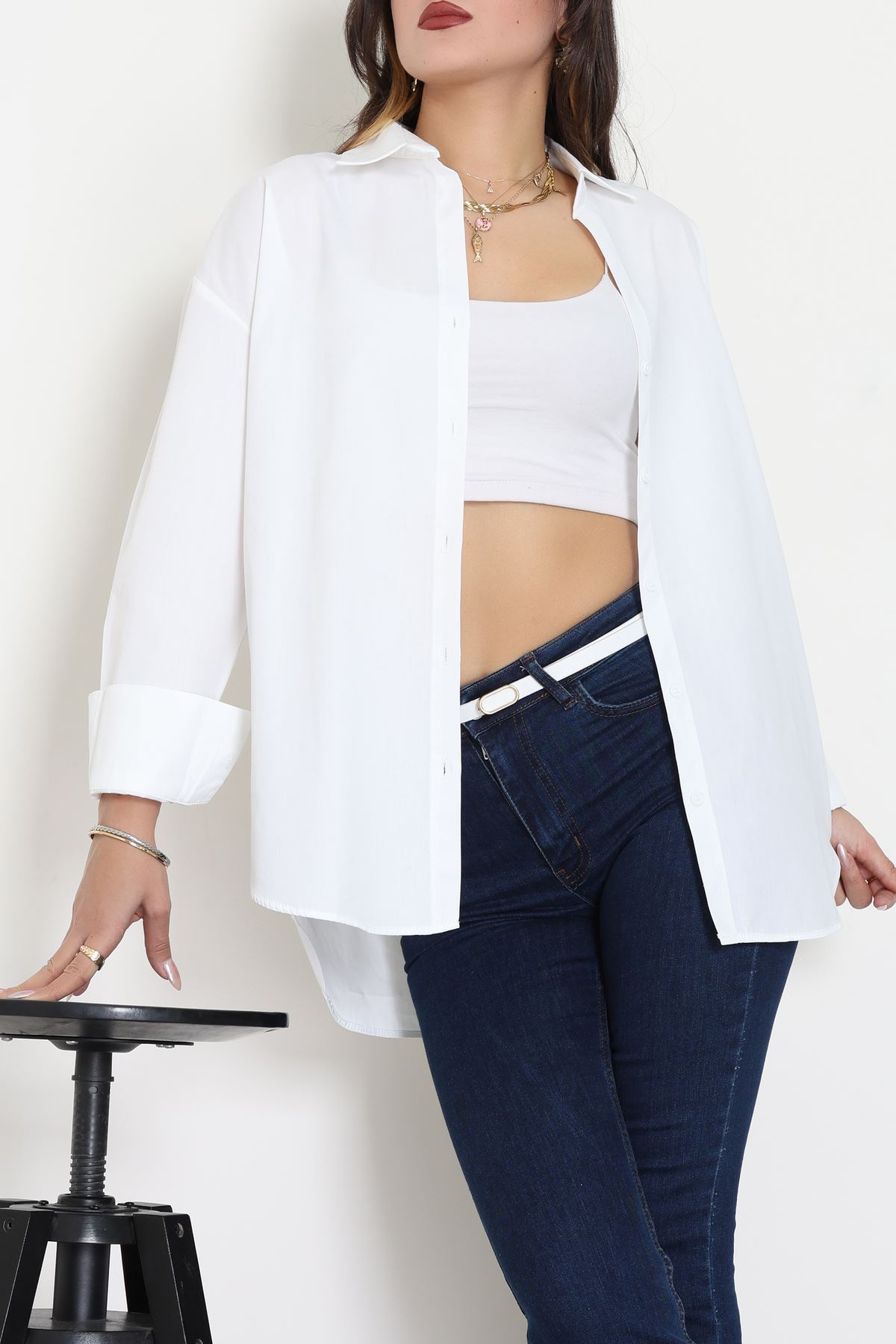 Çift Düğme Basic Gömlek Beyaz - 31254.448.