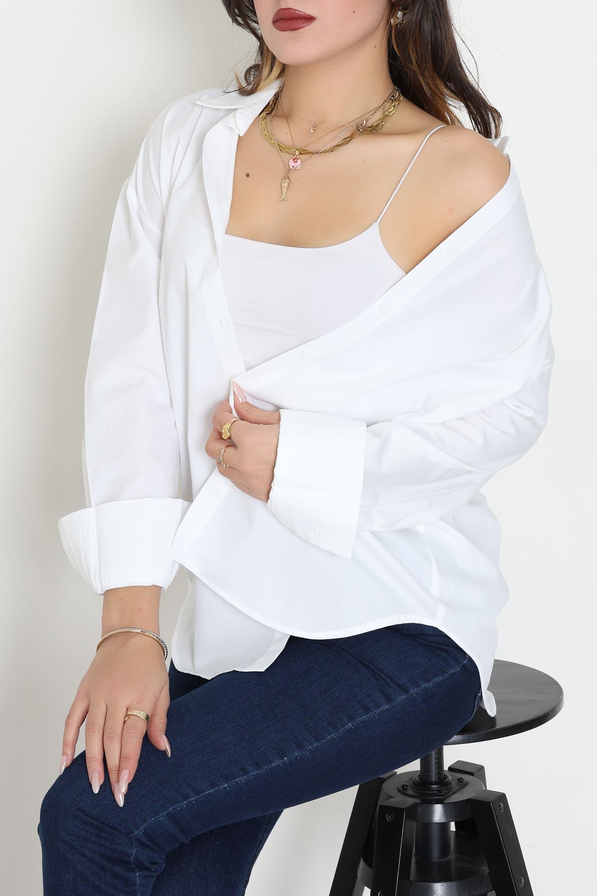 Çift Düğme Basic Gömlek Beyaz - 31254.448.