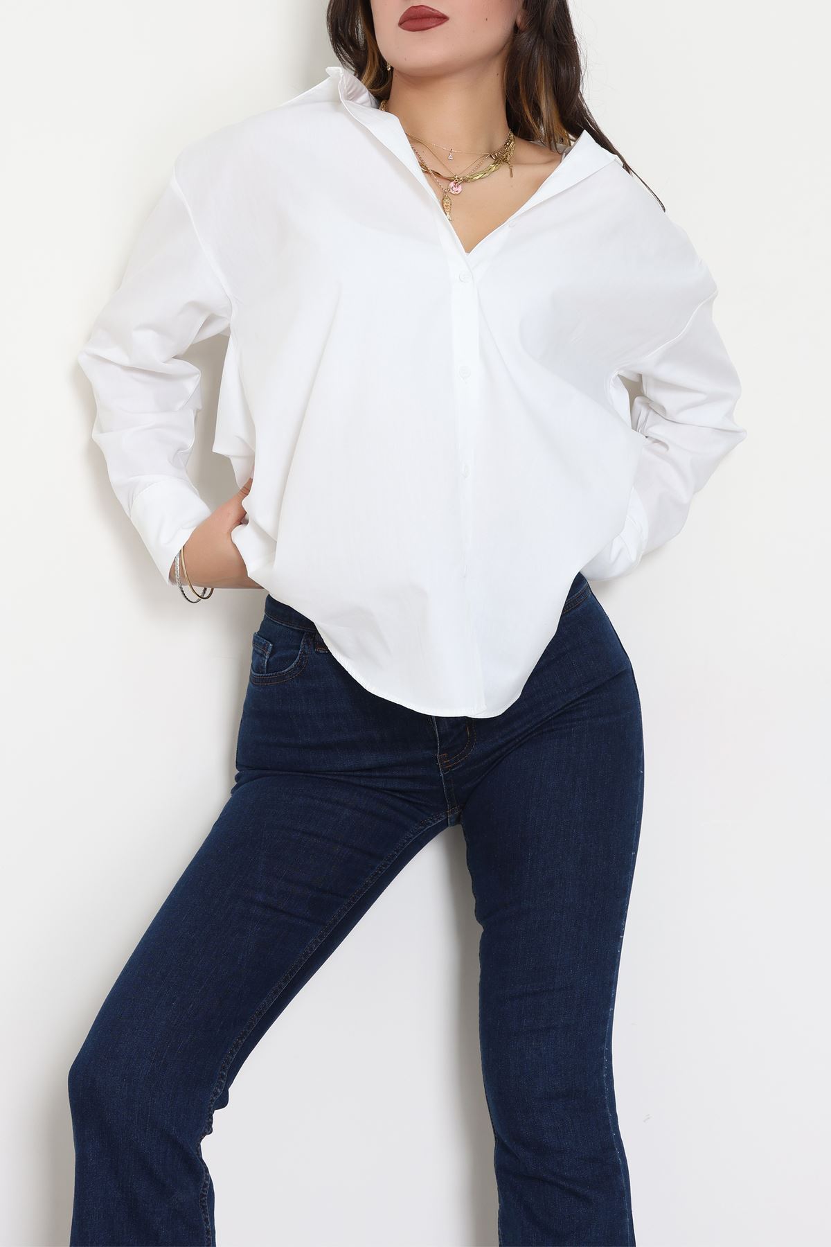 Çift Düğme Basic Gömlek Beyaz - 31254.448.