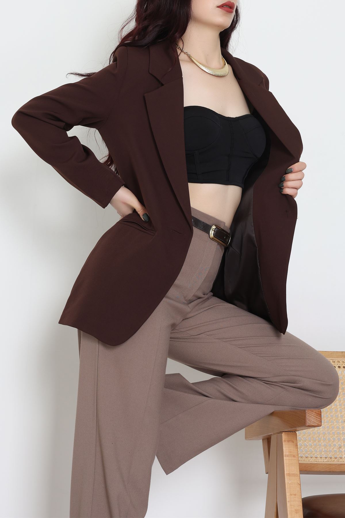 Astarlı Blazer Ceket Kahve - 31816.1991.