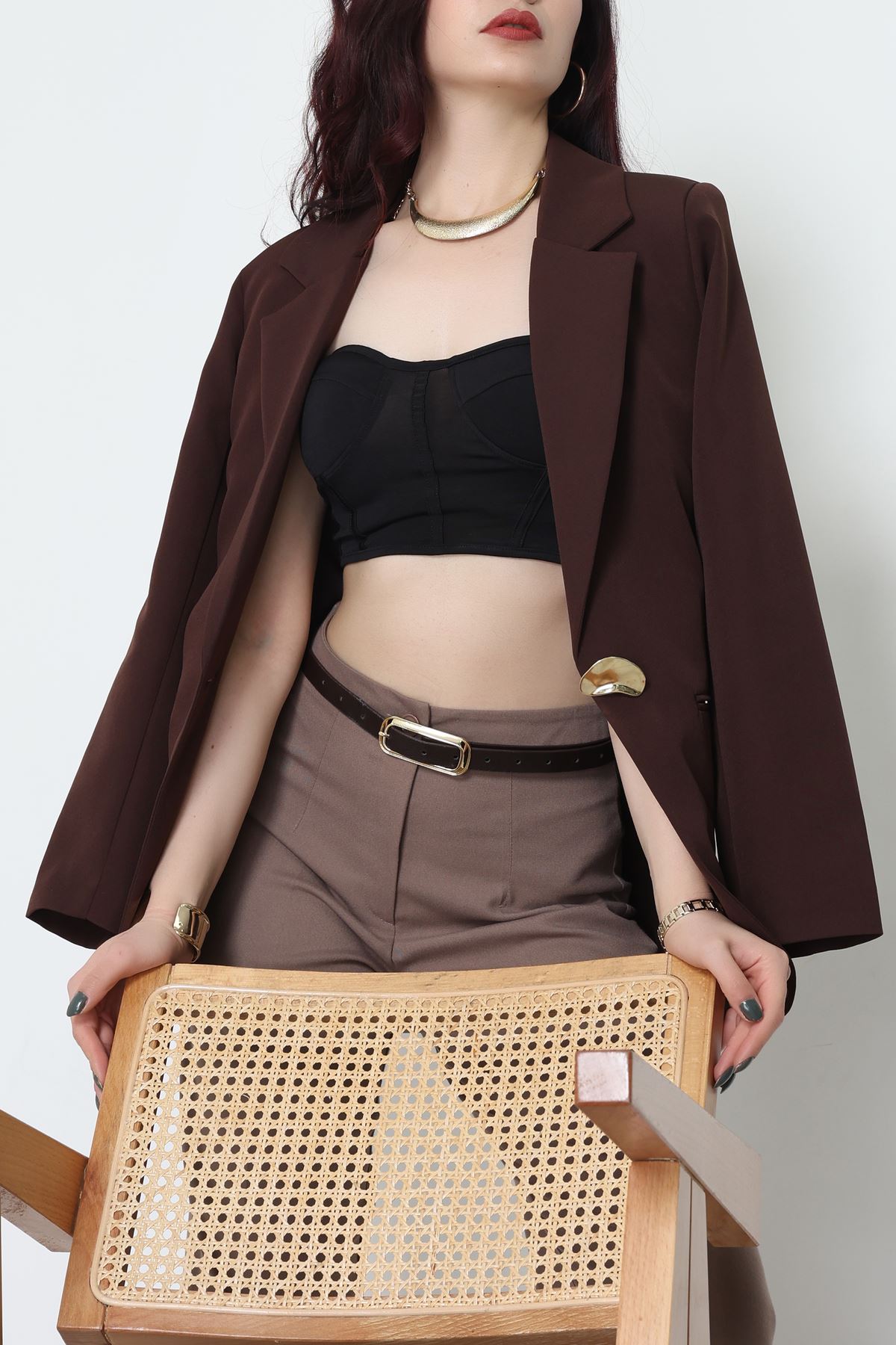 Astarlı Blazer Ceket Kahve - 31816.1991.