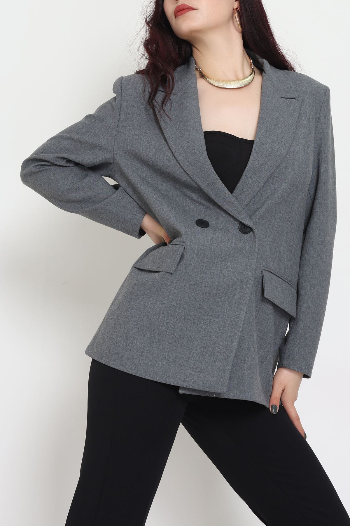 Astarlı Poliviskon Blazer Ceket Antrasit - 51247.1347.