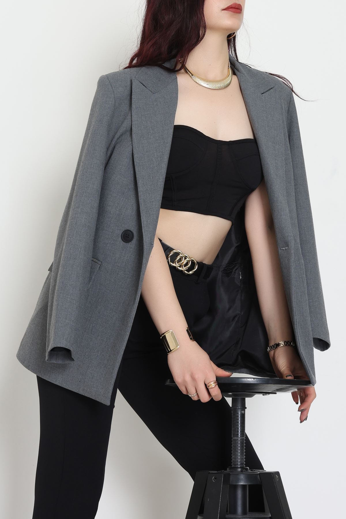 Astarlı Poliviskon Blazer Ceket Antrasit - 51247.1347.