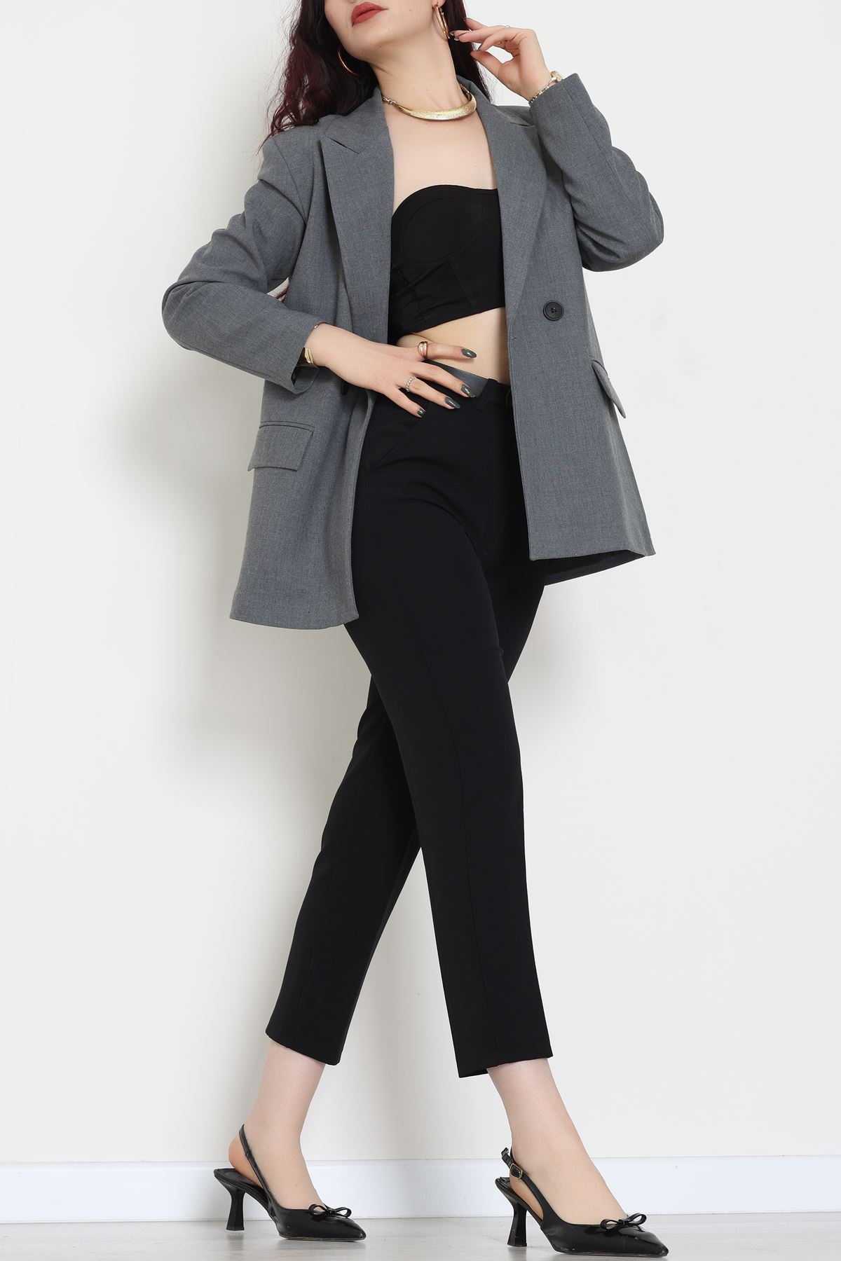 Astarlı Poliviskon Blazer Ceket Antrasit - 51247.1347.