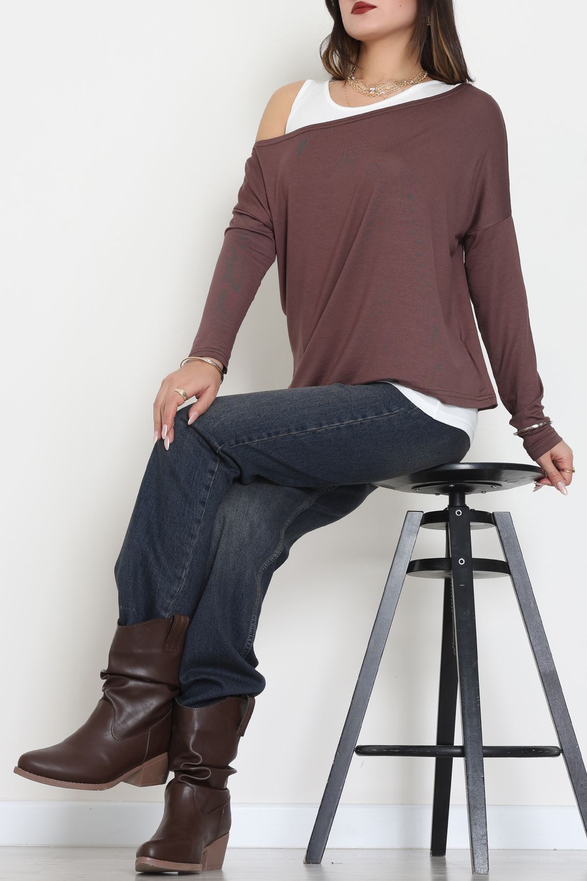 İçli Dışlı İkili Viskon Bluz Kahve - 70827.1095.