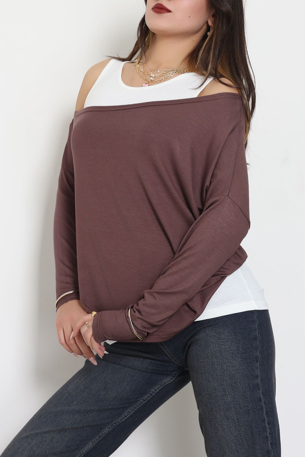 İçli Dışlı İkili Viskon Bluz Kahve - 70827.1095.