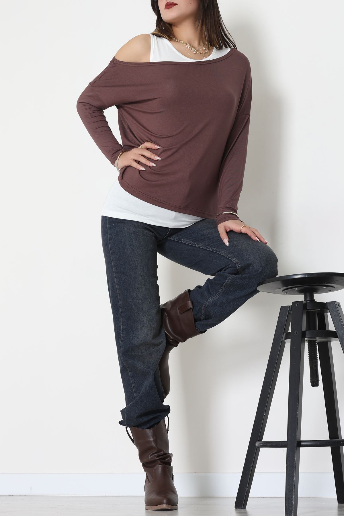 İçli Dışlı İkili Viskon Bluz Kahve - 70827.1095.