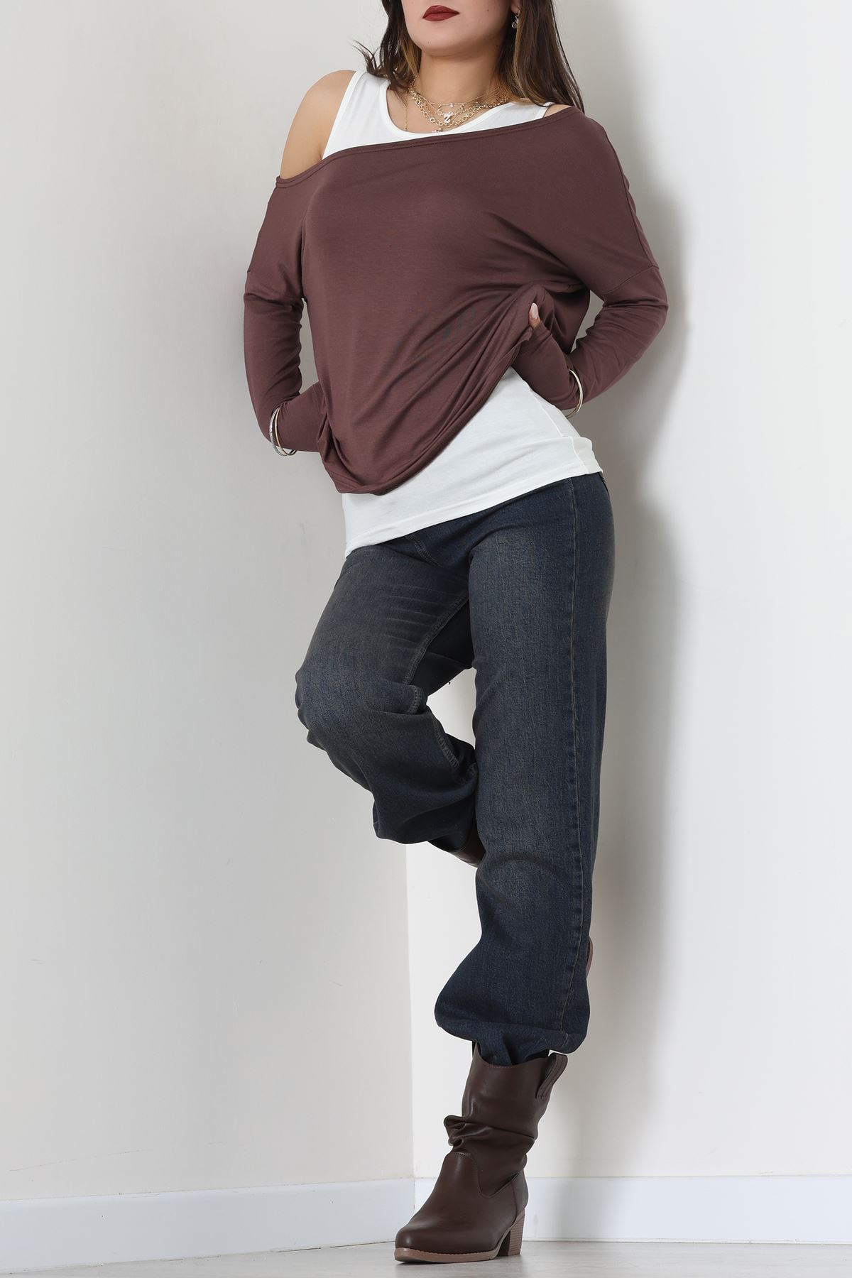 İçli Dışlı İkili Viskon Bluz Kahve - 70827.1095.