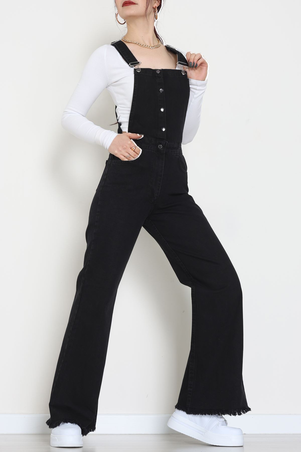 Kot Salopet Önden Düğmeli Tulum Koyufüme - 31789.683.