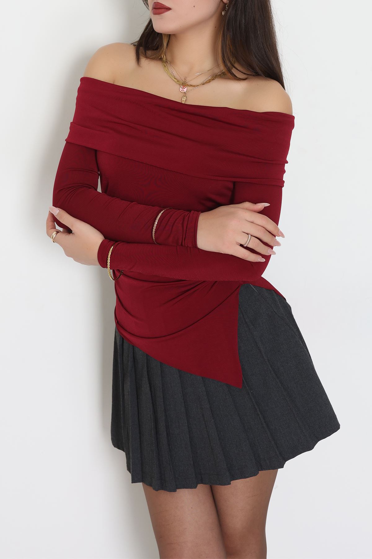 Sandy Madonna Yaka Bluz Bordo - 42804.1949.