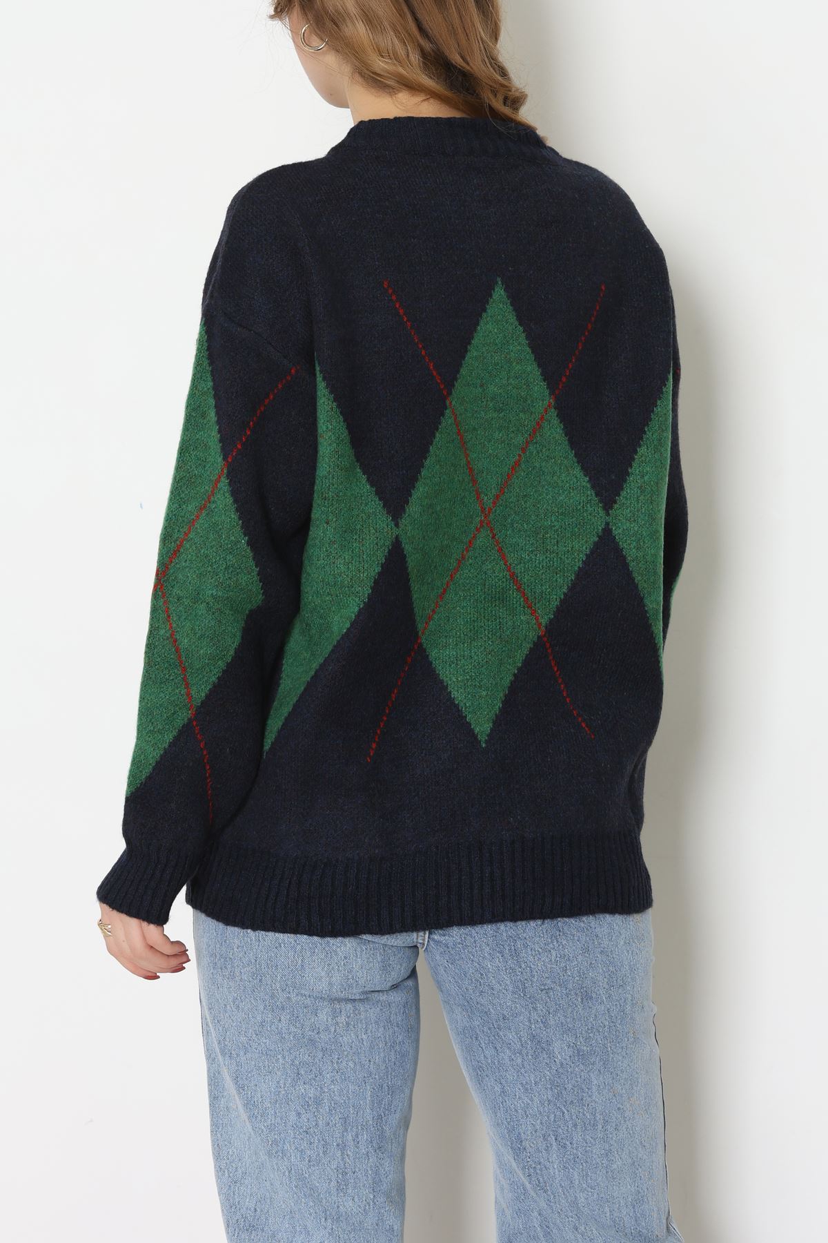 Baklava Dilimli Triko Kazak Lacivertyeşil - 51264.1918.