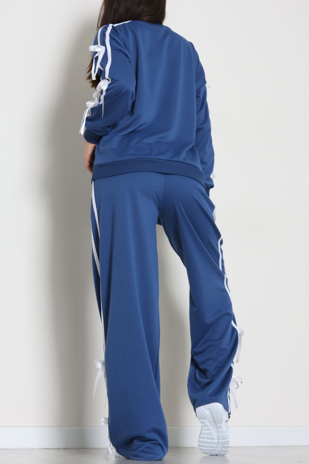 Özel Tasarım İki İplik Kurdele Detay Eşofman Takım İndigo - 70164.1857.