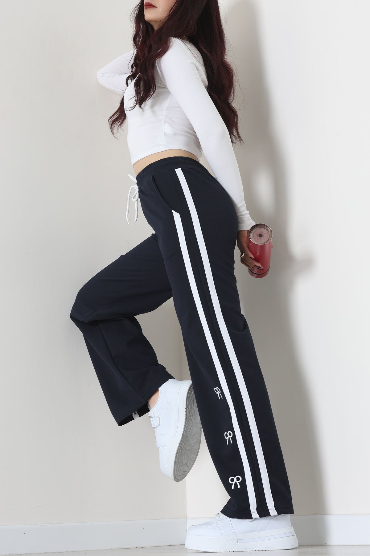 Şeritli 2 İplik Eşofman Altı Lacivert - 52177.1005.