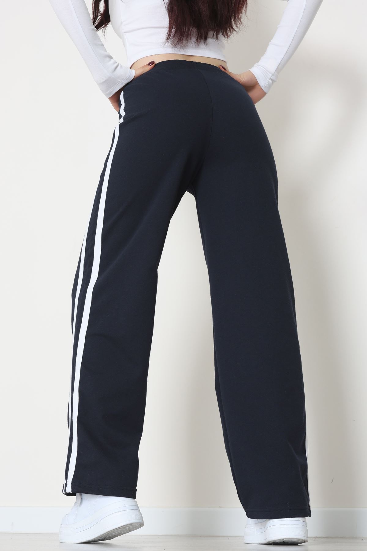 Şeritli 2 İplik Eşofman Altı Lacivert - 52177.1005.