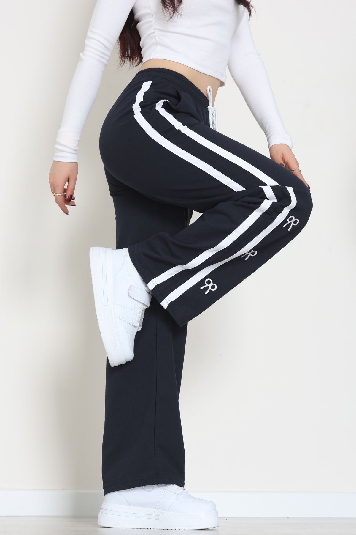 Şeritli 2 İplik Eşofman Altı Lacivert - 52177.1005.