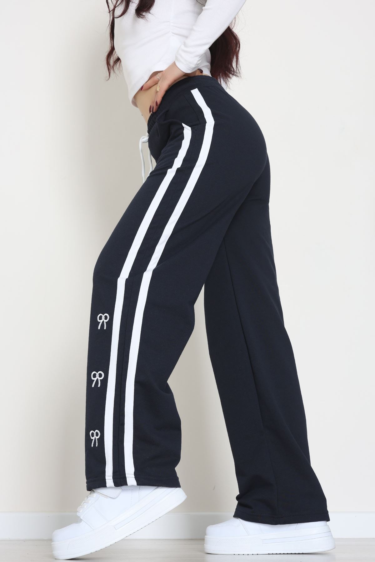 Şeritli 2 İplik Eşofman Altı Lacivert - 52177.1005.