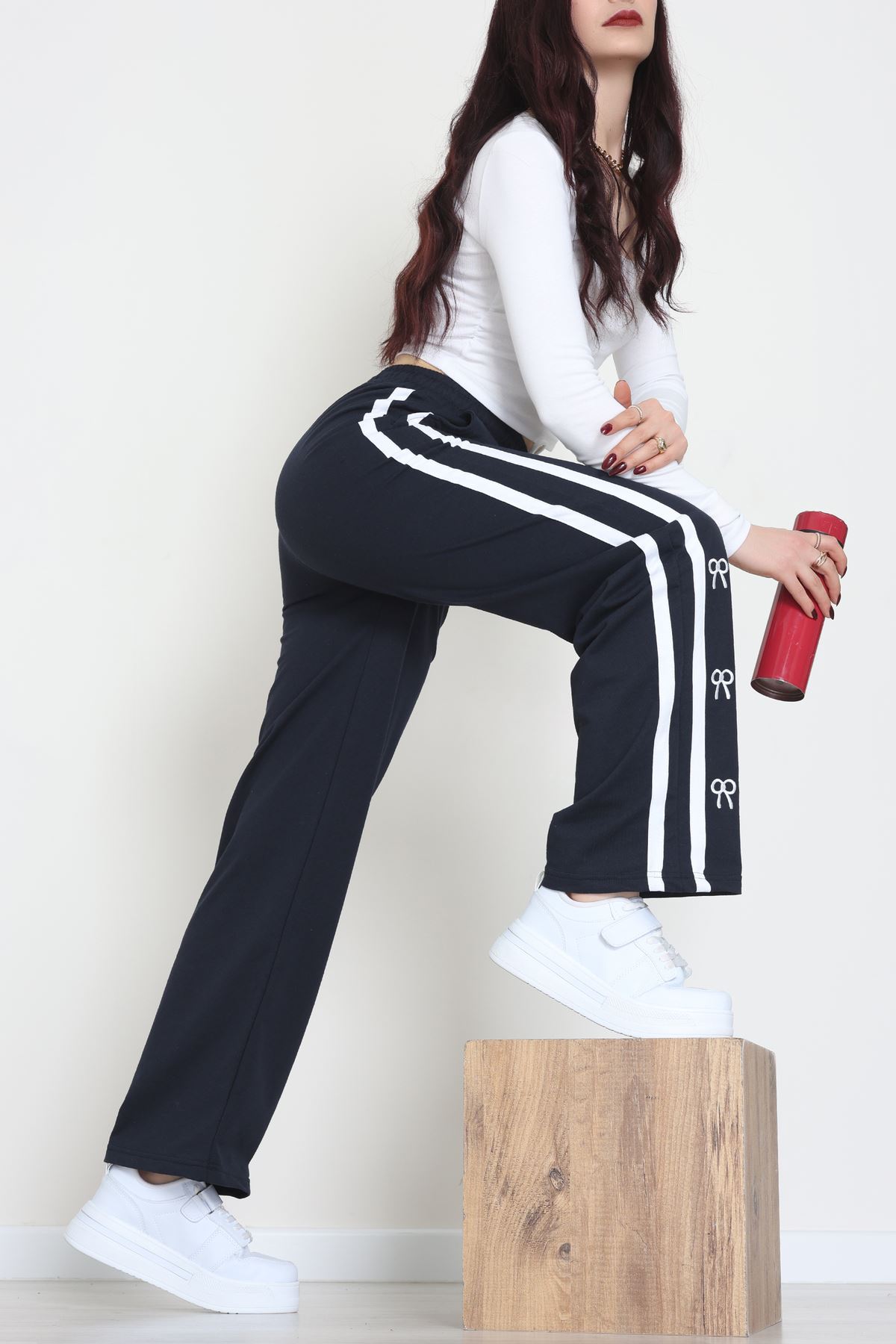 Şeritli 2 İplik Eşofman Altı Lacivert - 52177.1005.