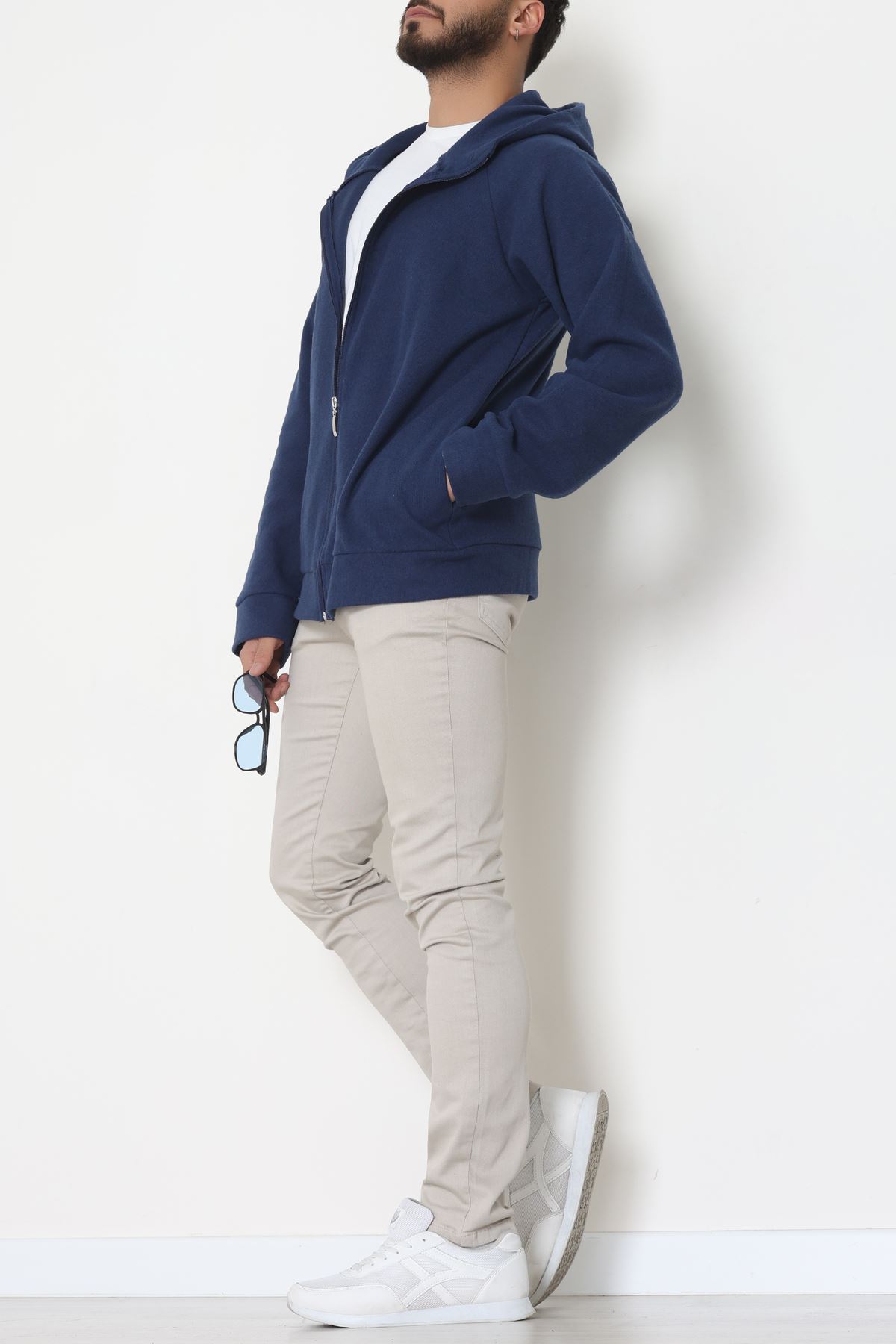 Selanik Kumaş Kapşonlu Erkek Sweat Lacivert - 42799.1567.