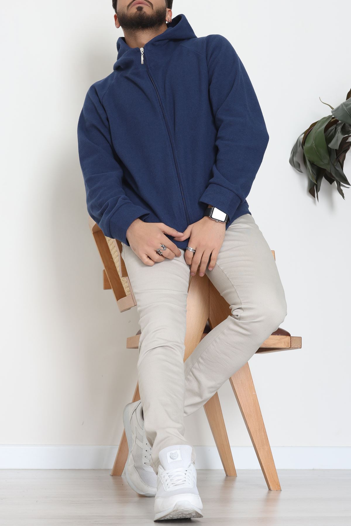 Selanik Kumaş Kapşonlu Erkek Sweat Lacivert - 42799.1567.