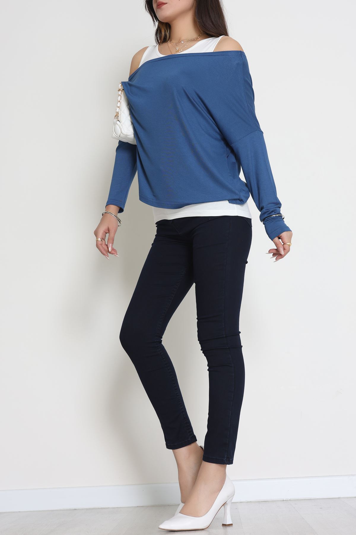İçli Dışlı İkili Viskon Bluz İndigo - 70827.1095.