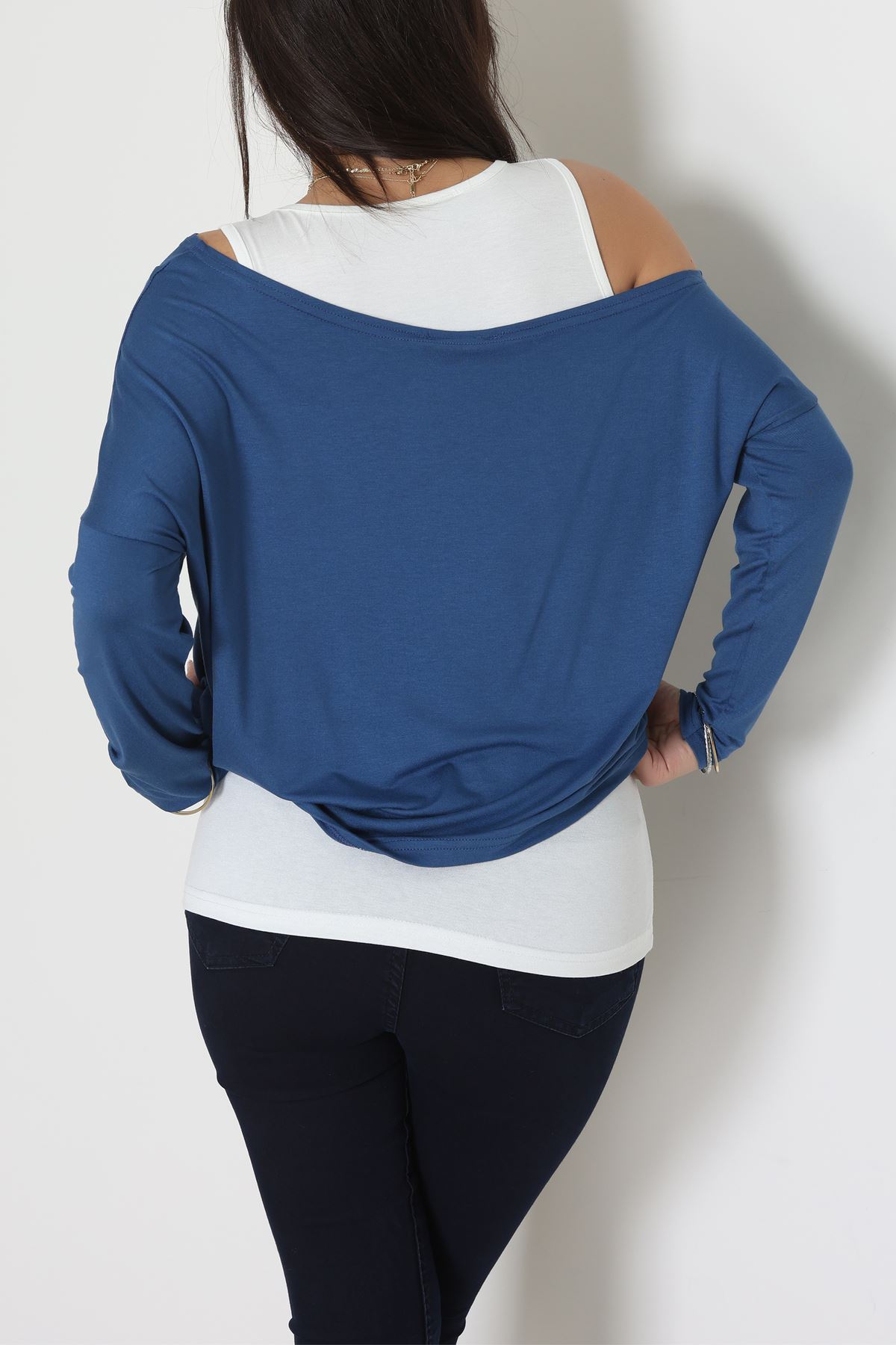 İçli Dışlı İkili Viskon Bluz İndigo - 70827.1095.