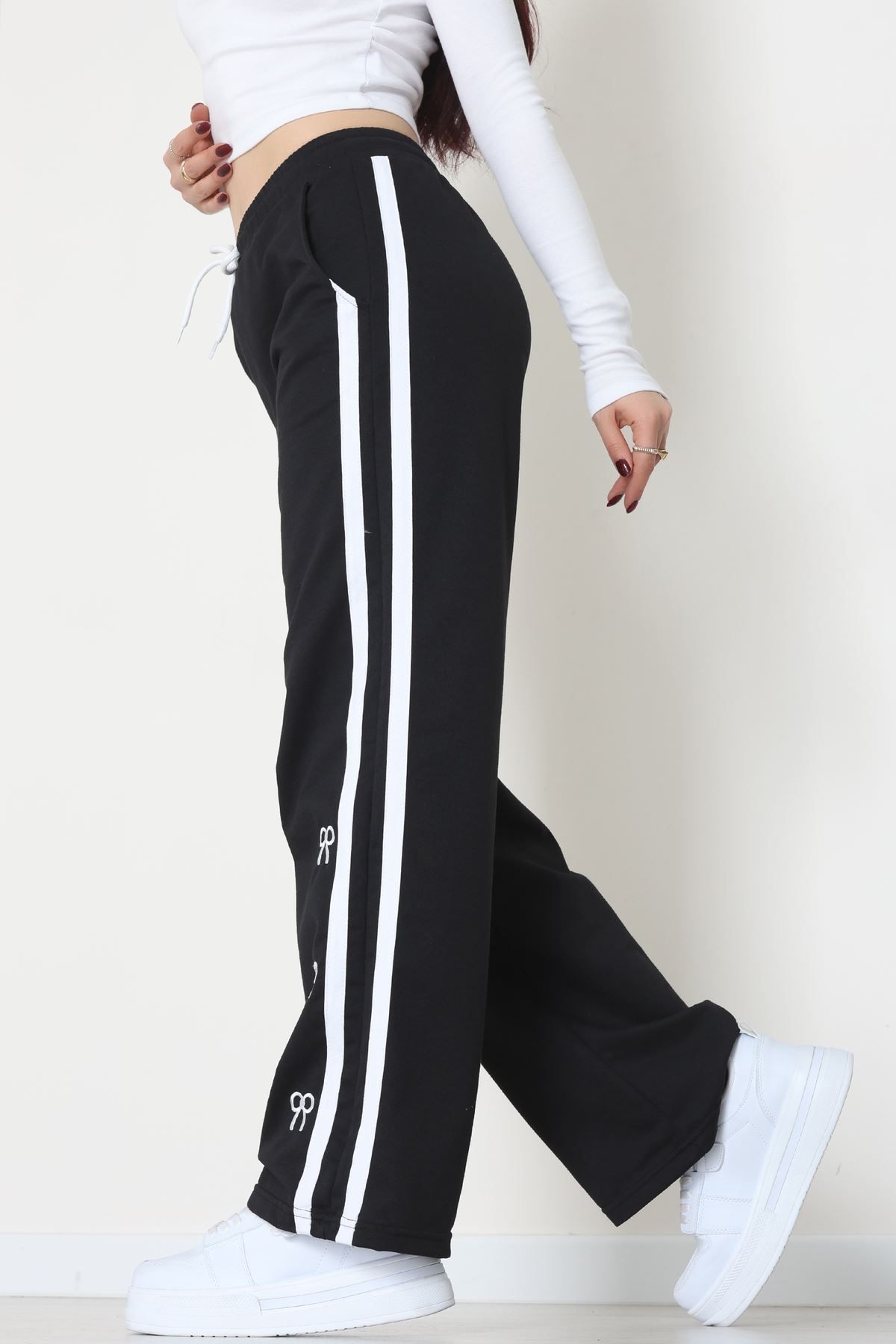 Şeritli 2 İplik Eşofman Altı Siyah - 52177.1005.