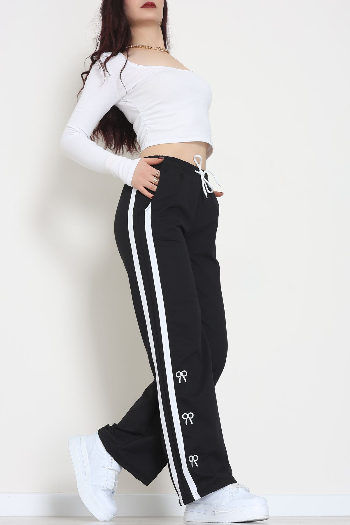 Şeritli 2 İplik Eşofman Altı Siyah - 52177.1005.